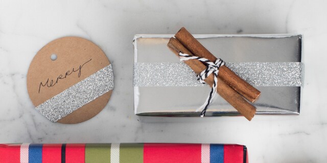 Spice up gift wrapping with cinnamon sticks
