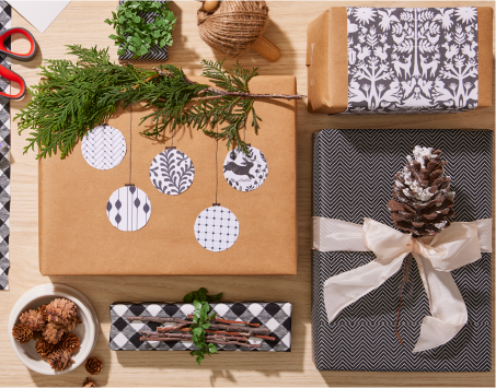 Caja de regalo con envoltura personalizada para uso de producto Cinta Giftwrap Scotch®, Cinta de regalo Scotch.