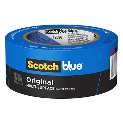 Rollo de cinta ScotchBlue Original para pintor, color azul, modelo #2090, para múltiples superficies, con empaque negro y azul y logotipo de 3M visible.

